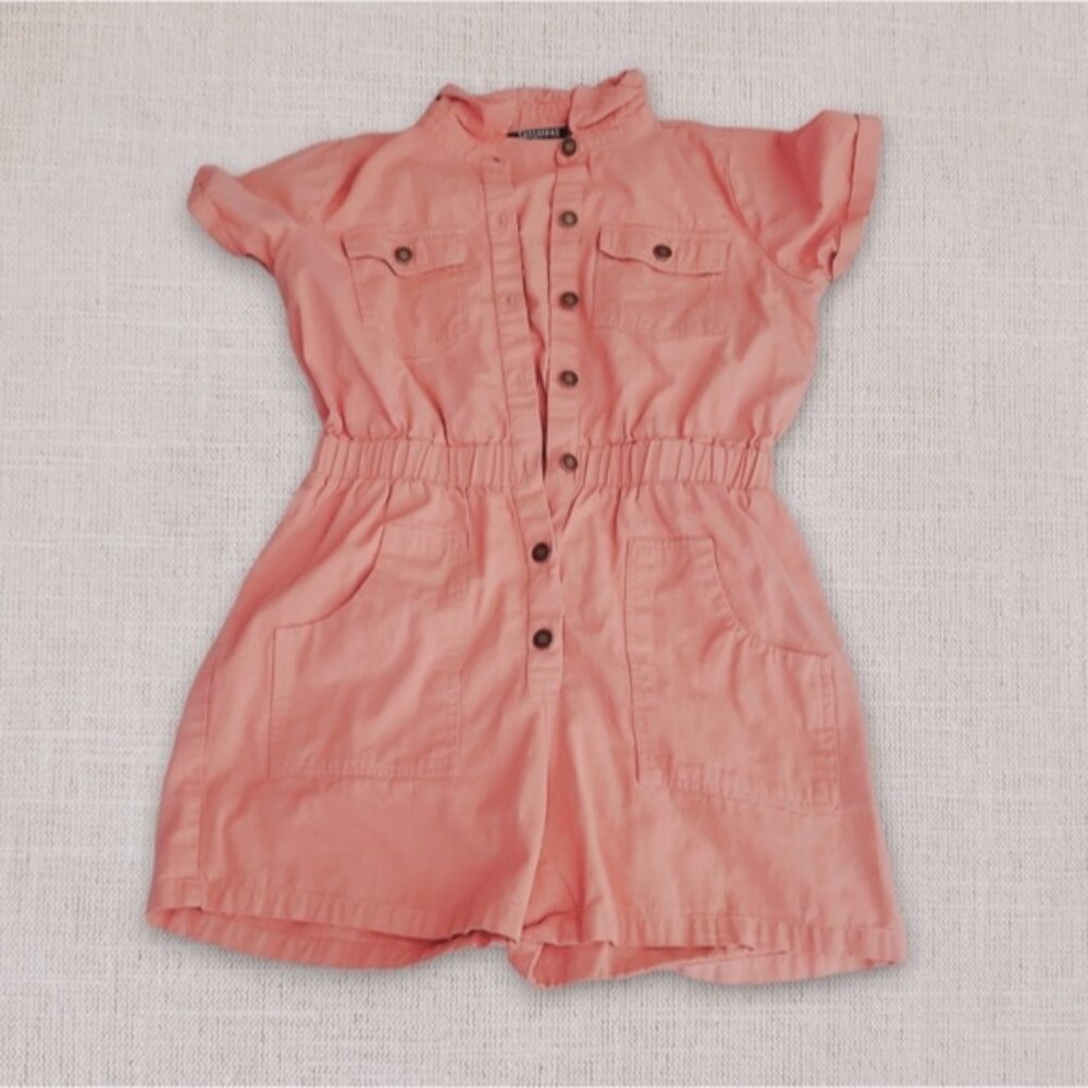 Sassafras Coral Pink Denim Jumper Playsuit- Size Small- New without tags - Picture 7 of 9